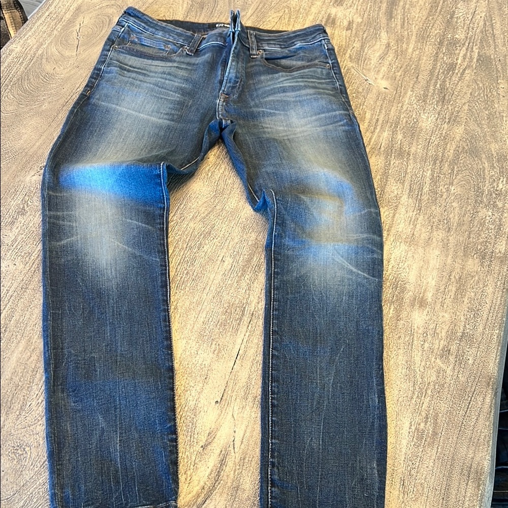 Express men skinny Blue Jeans with Vintage Fading 32x32